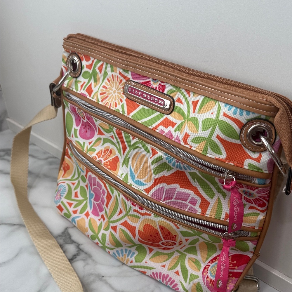 Lily Bloom Triple Zip Floral Crossbody Purse - Picture 5 of 11